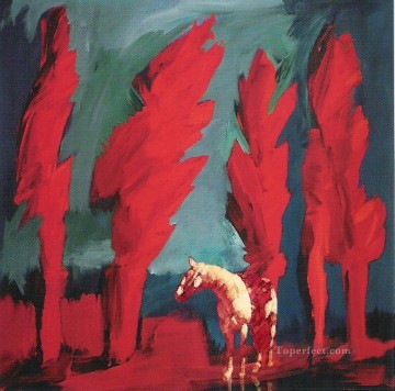  Original Art - horse in red western original